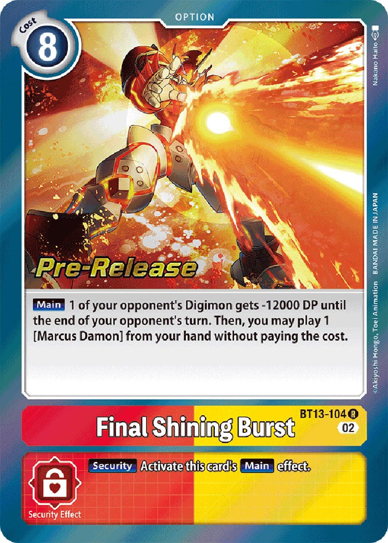 Final Shining Burst [BT13-104] [Versus Royal Knight Booster Pre-Release Cards] | Tables and Towers