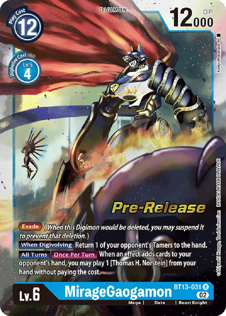 MirageGaogamon [BT13-031] [Versus Royal Knight Booster Pre-Release Cards] | Tables and Towers