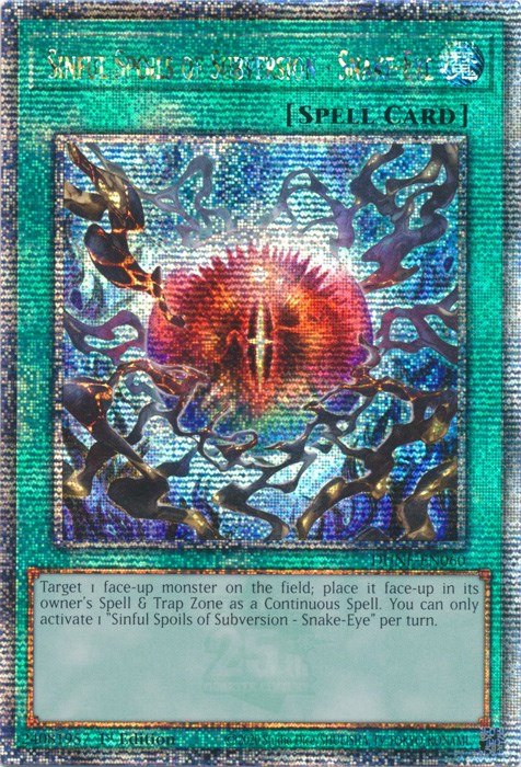 Sinful Spoils of Subversion - Snake-Eye [DUNE-EN060] Quarter Century Secret Rare | Tables and Towers