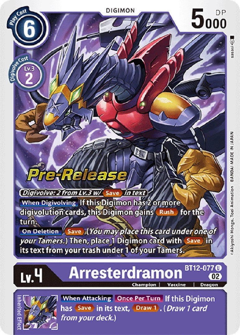 Arresterdramon [BT12-077] [Across Time Pre-Release Cards] | Tables and Towers