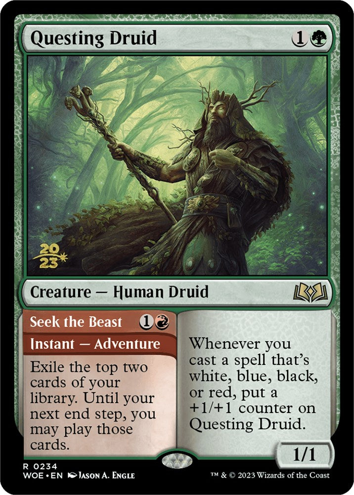 Questing Druid // Seek the Beast [Wilds of Eldraine Prerelease Promos] | Tables and Towers