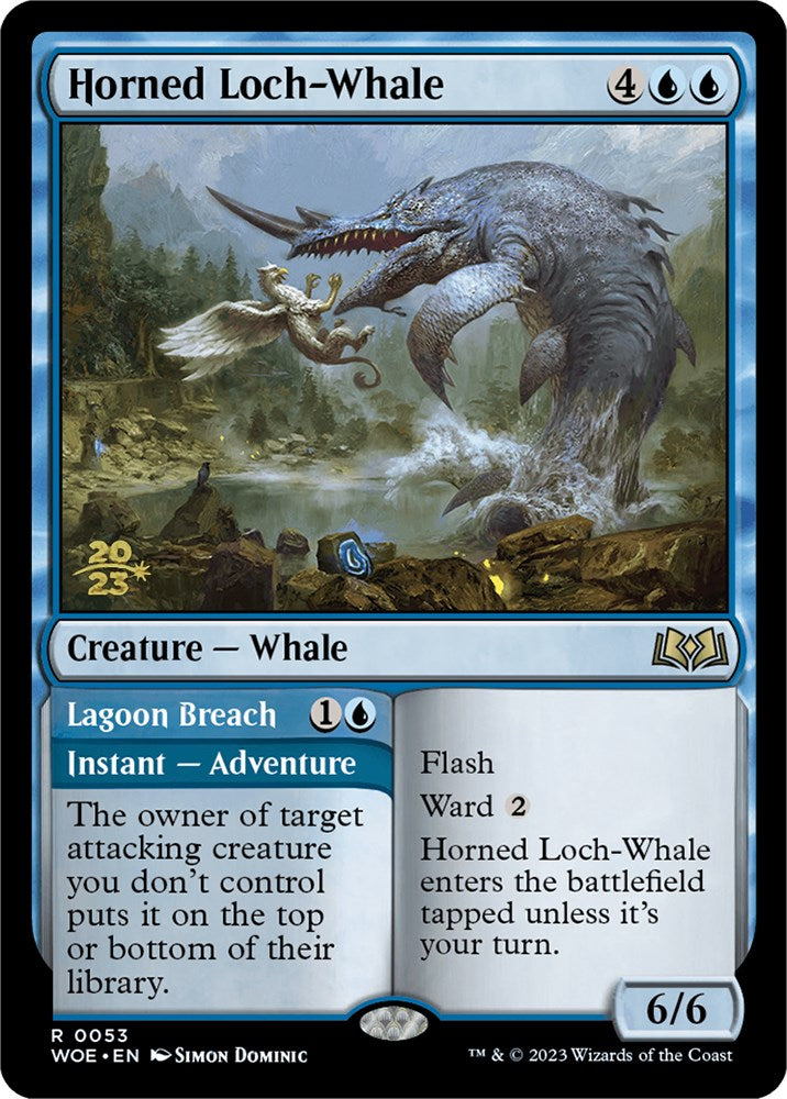 Horned Loch-Whale // Lagoon Breach [Wilds of Eldraine Prerelease Promos] | Tables and Towers