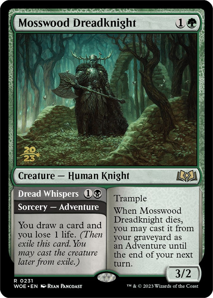 Mosswood Dreadknight // Dread Whispers [Wilds of Eldraine Prerelease Promos] | Tables and Towers