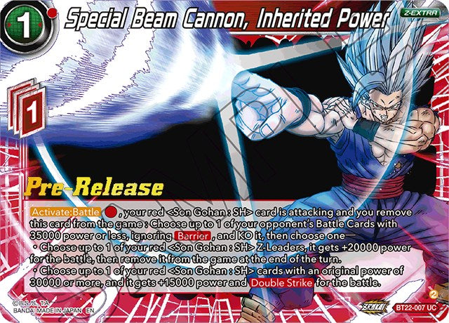 Special Beam Cannon, Inherited Power (BT22-007) [Critical Blow Prerelease Promos] | Tables and Towers