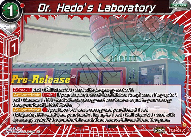 Dr. Hedo's Laboratory (BT22-008) [Critical Blow Prerelease Promos] | Tables and Towers