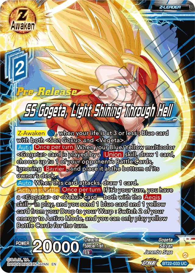 SS Gogeta, Light Shining Through Hell (BT22-033) [Critical Blow Prerelease Promos] | Tables and Towers