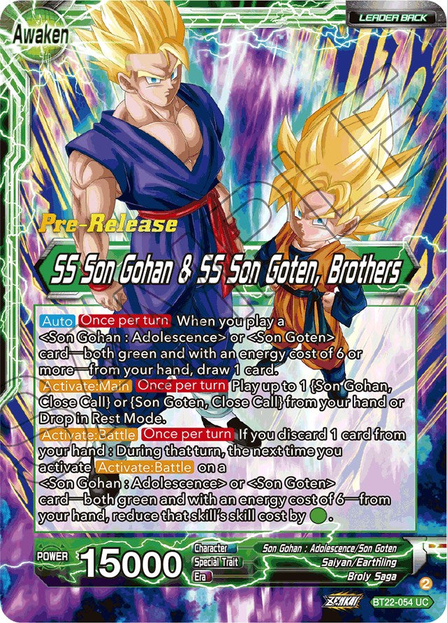 Son Goten // SS Son Gohan & SS Son Goten, Brothers (BT22-054) [Critical Blow Prerelease Promos] | Tables and Towers