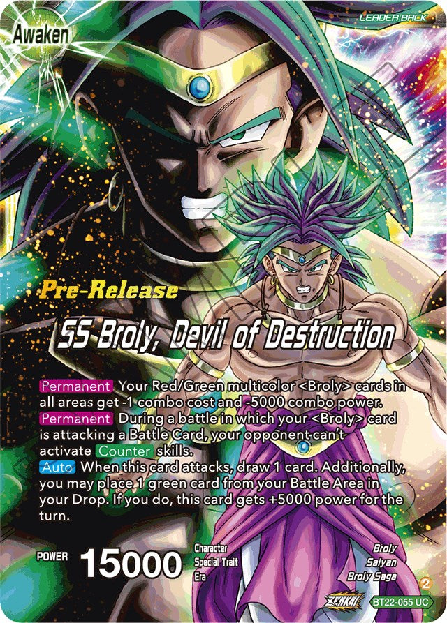 Broly & Paragus // SS Broly, Devil of Destruction (BT22-055) [Critical Blow Prerelease Promos] | Tables and Towers