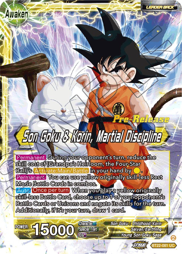 Son Goku // Son Goku & Korin, Martial Discipline (BT22-081) [Critical Blow Prerelease Promos] | Tables and Towers