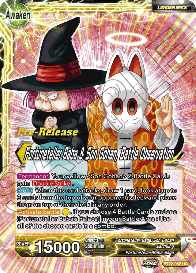 Fortuneteller Baba // Fortuneteller Baba & Son Gohan, Battle Observation (BT22-082) [Critical Blow Prerelease Promos] | Tables and Towers