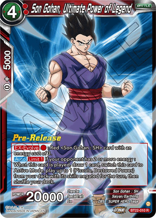 Son Gohan, Ultimate Power of Legend (BT22-010) [Critical Blow Prerelease Promos] | Tables and Towers