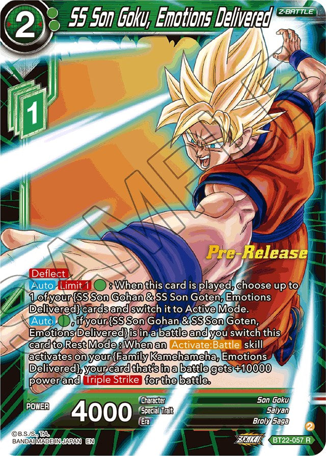 SS Son Goku, Emotions Delivered (BT22-057) [Critical Blow Prerelease Promos] | Tables and Towers