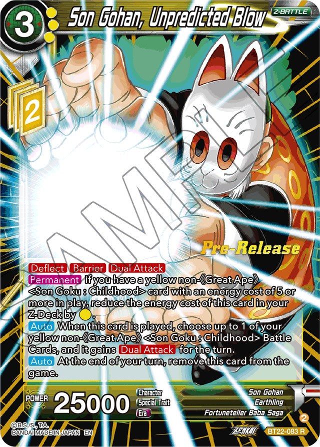 Son Gohan, Unpredicted Blow (BT22-083) [Critical Blow Prerelease Promos] | Tables and Towers