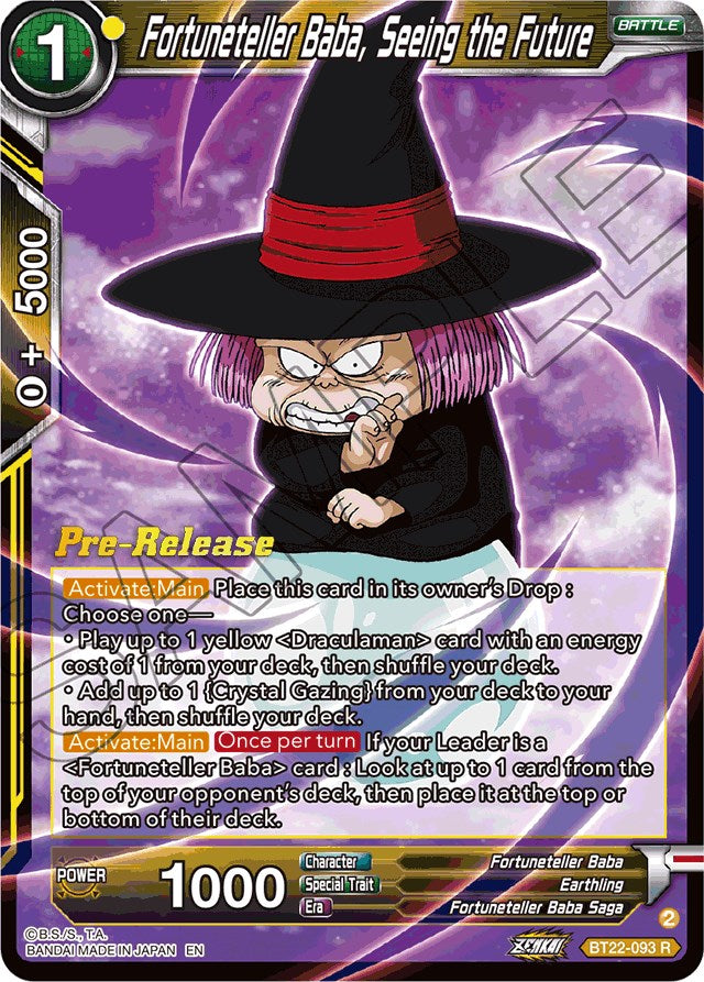 Fortuneteller Baba, Seeing the Future (BT22-093) [Critical Blow Prerelease Promos] | Tables and Towers