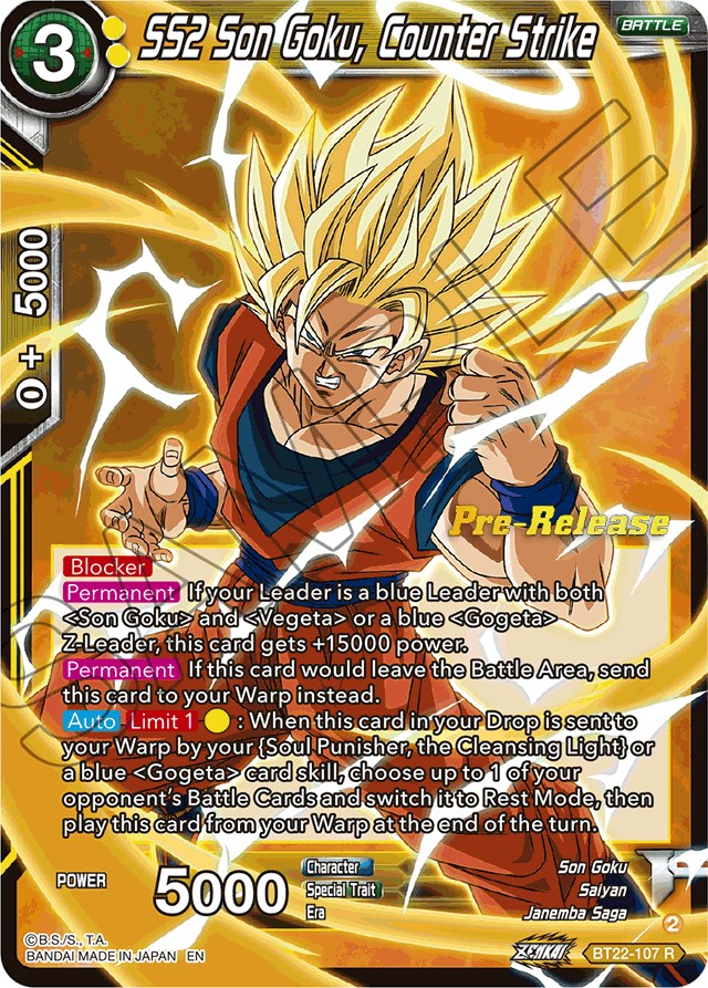 SS2 Son Goku, Counter Strike (BT22-107) [Critical Blow Prerelease Promos] | Tables and Towers