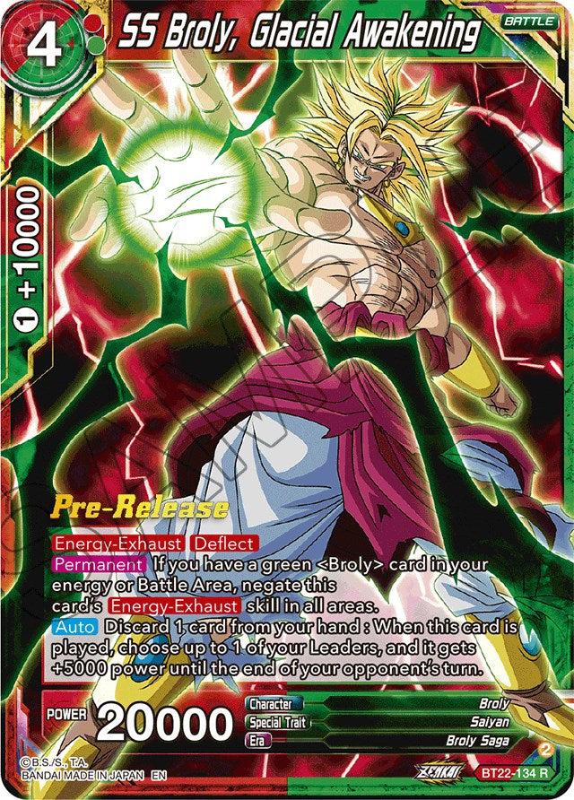 SS Broly, Glacial Awakening (BT22-134) [Critical Blow Prerelease Promos] | Tables and Towers