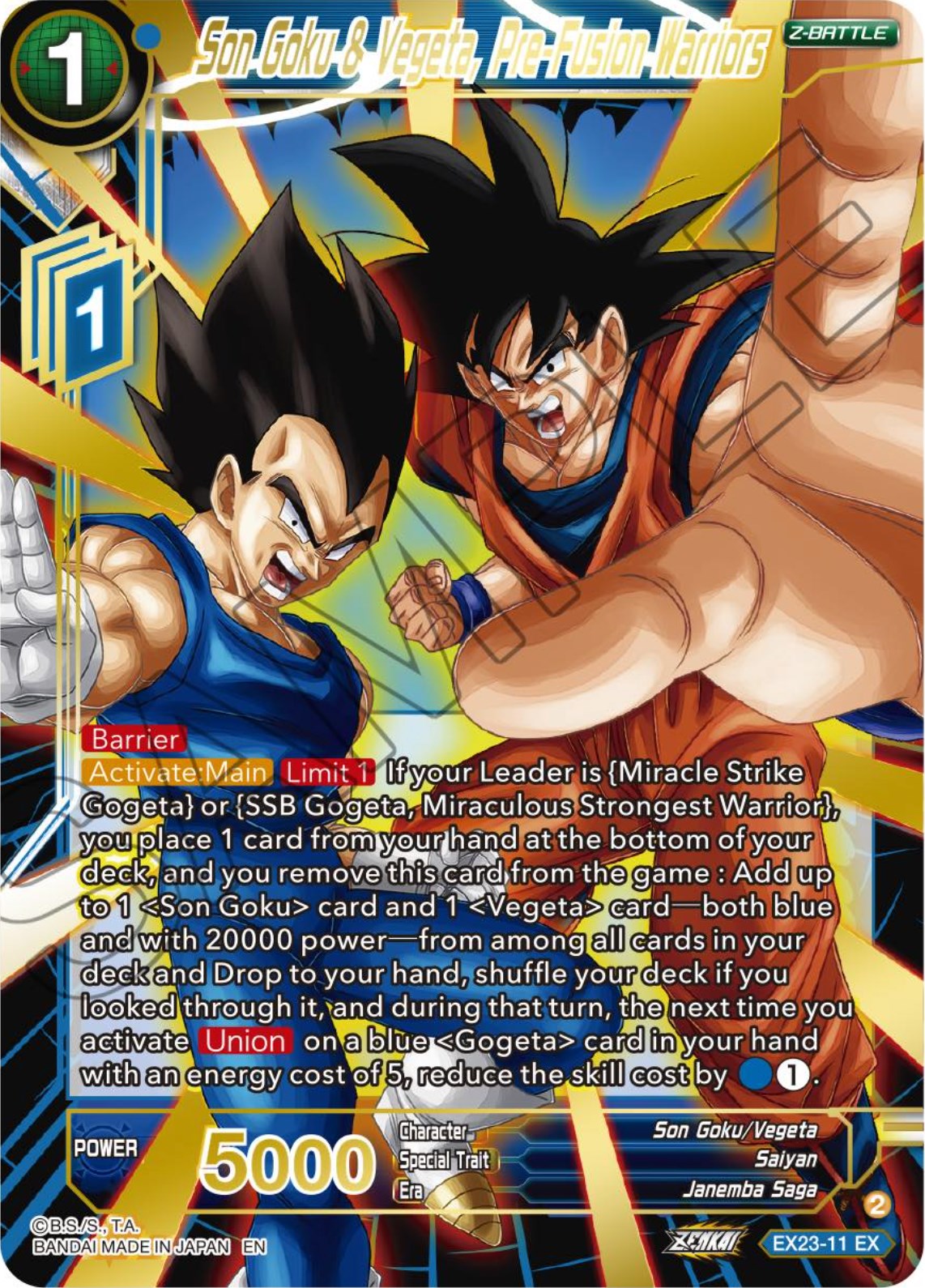 Son Goku & Vegeta, Pre-Fusion Warriors (EX23-11) [Premium Anniversary Box 2023] | Tables and Towers