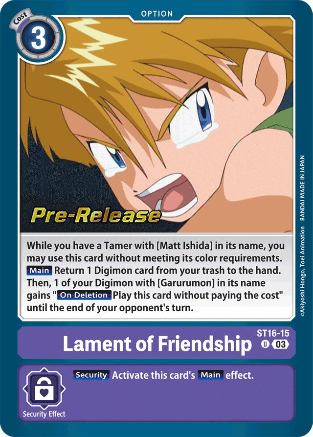 Lament of Friendship [ST16-15] [Starter Deck: Wolf of Friendship Pre-Release Cards] | Tables and Towers