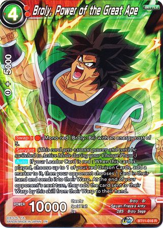 Broly, Power of the Great Ape (BT11-016) [Vermilion Bloodline 2nd Edition] | Tables and Towers