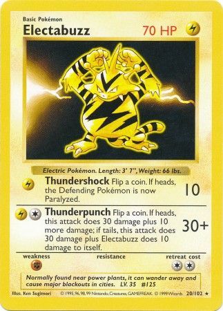 Electabuzz (20/102) [Base Set Shadowless Unlimited] | Tables and Towers