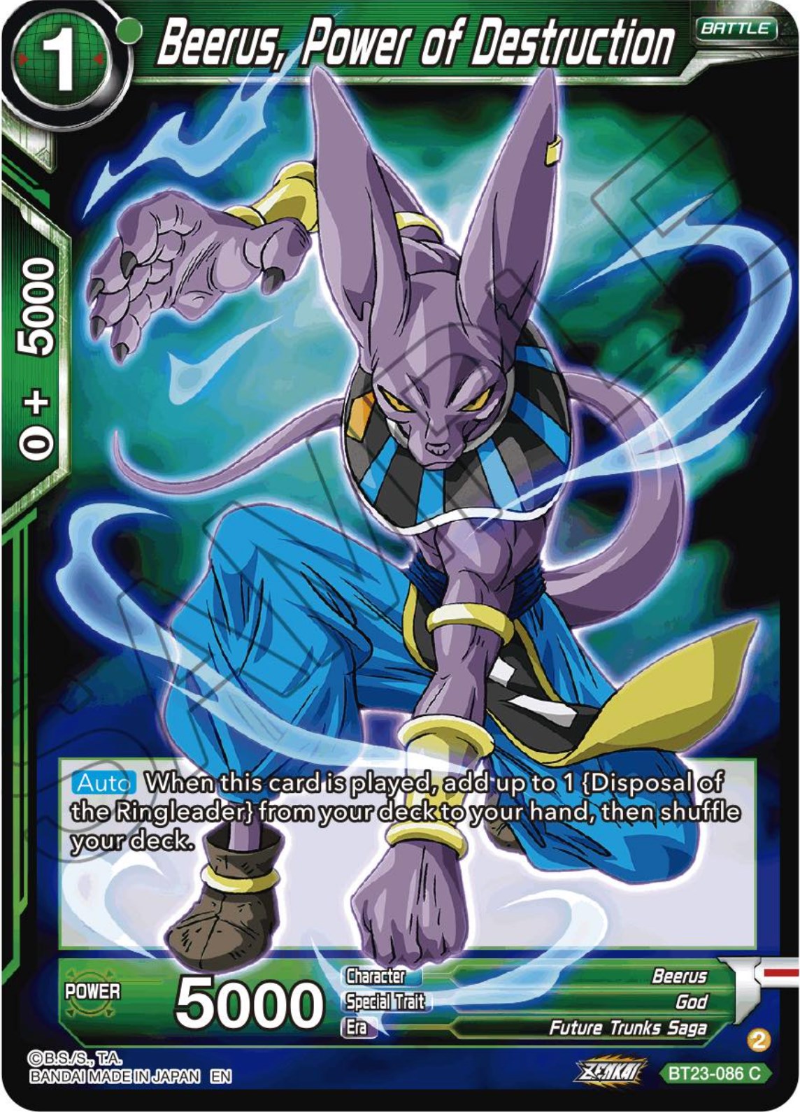 Beerus, Power of Destruction (BT23-086) [Perfect Combination] | Tables and Towers