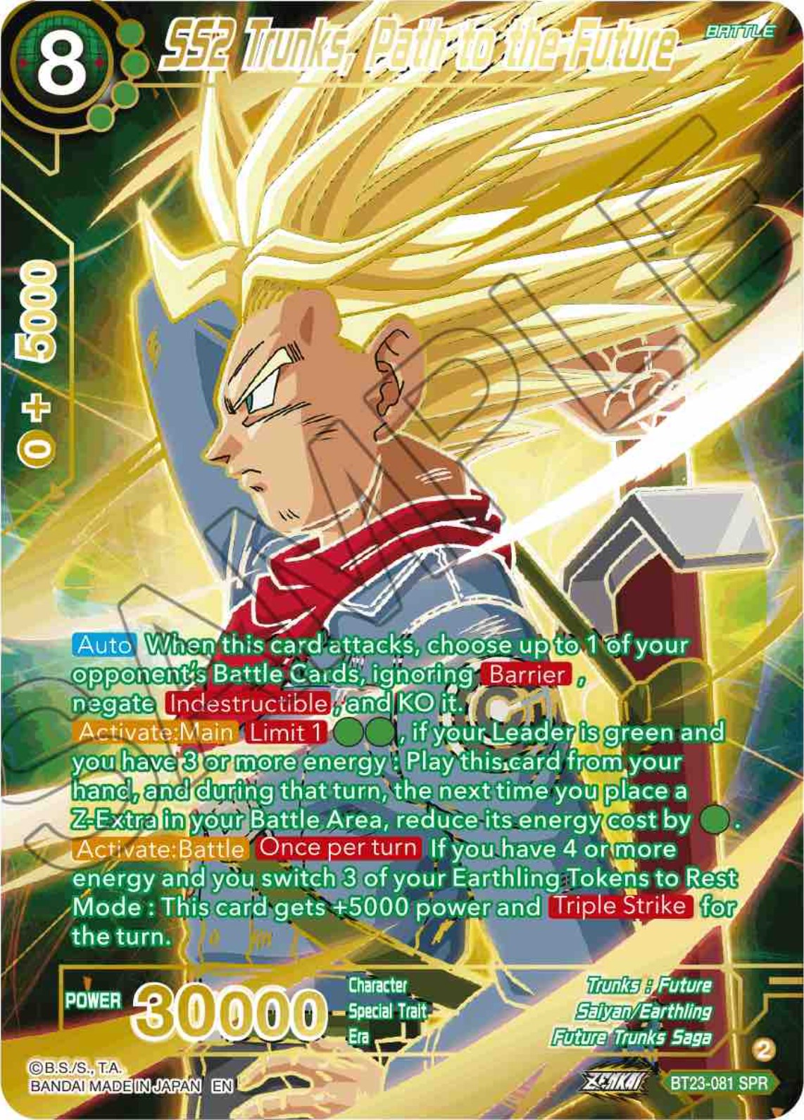 SS2 Trunks, Path to the Future (SPR) (BT23-081) [Perfect Combination] | Tables and Towers