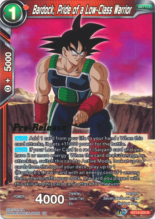 Bardock, Pride of a Low-Class Warrior (BT13-005) [Supreme Rivalry Prerelease Promos] | Tables and Towers