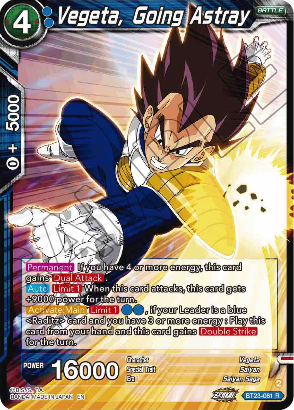 Vegeta, Going Astray (BT23-061) [Perfect Combination] | Tables and Towers