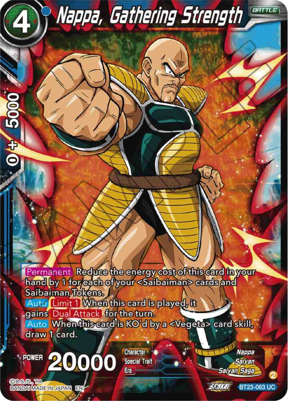 Nappa, Gathering Strength (BT23-063) [Perfect Combination] | Tables and Towers