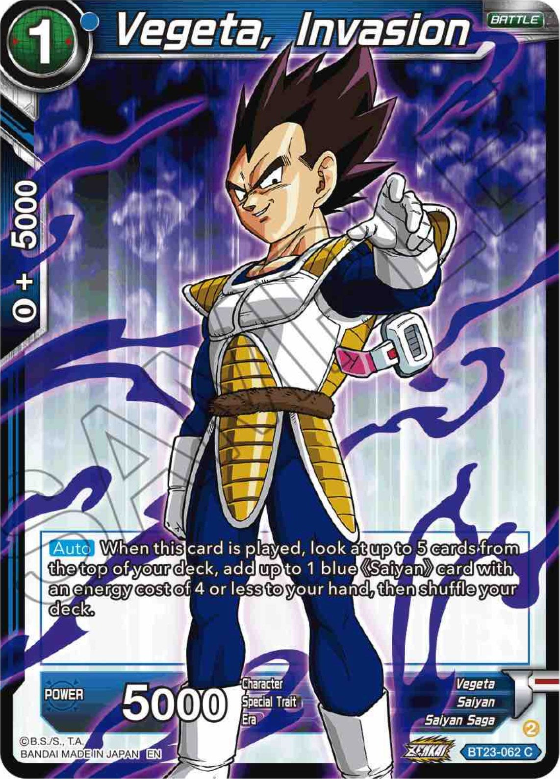 Vegeta, Invasion (BT23-062) [Perfect Combination] | Tables and Towers