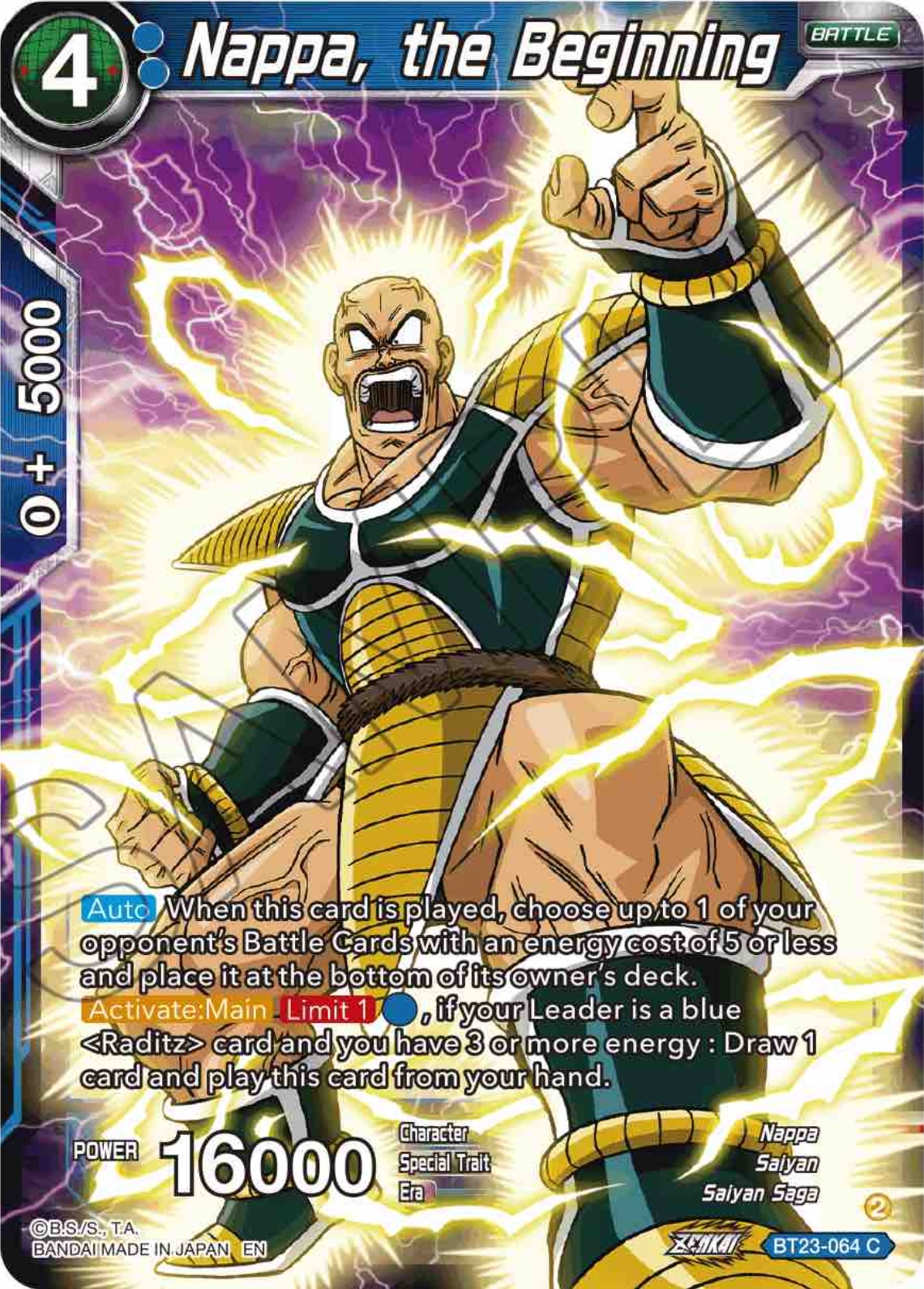 Nappa, the Beginning (BT23-064) [Perfect Combination] | Tables and Towers