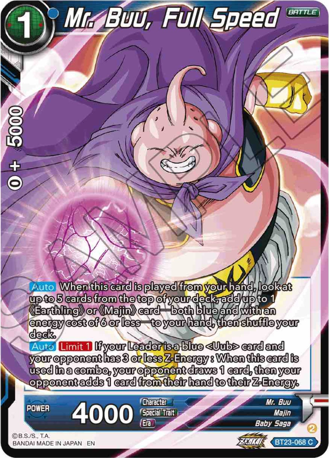 Mr. Buu, Full Speed (BT23-068) [Perfect Combination] | Tables and Towers