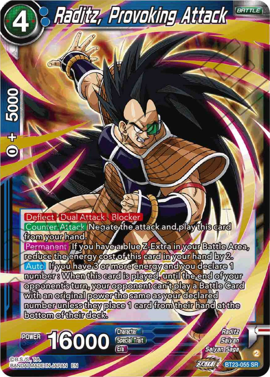 Raditz, Provoking Attack (BT23-055) [Perfect Combination] | Tables and Towers