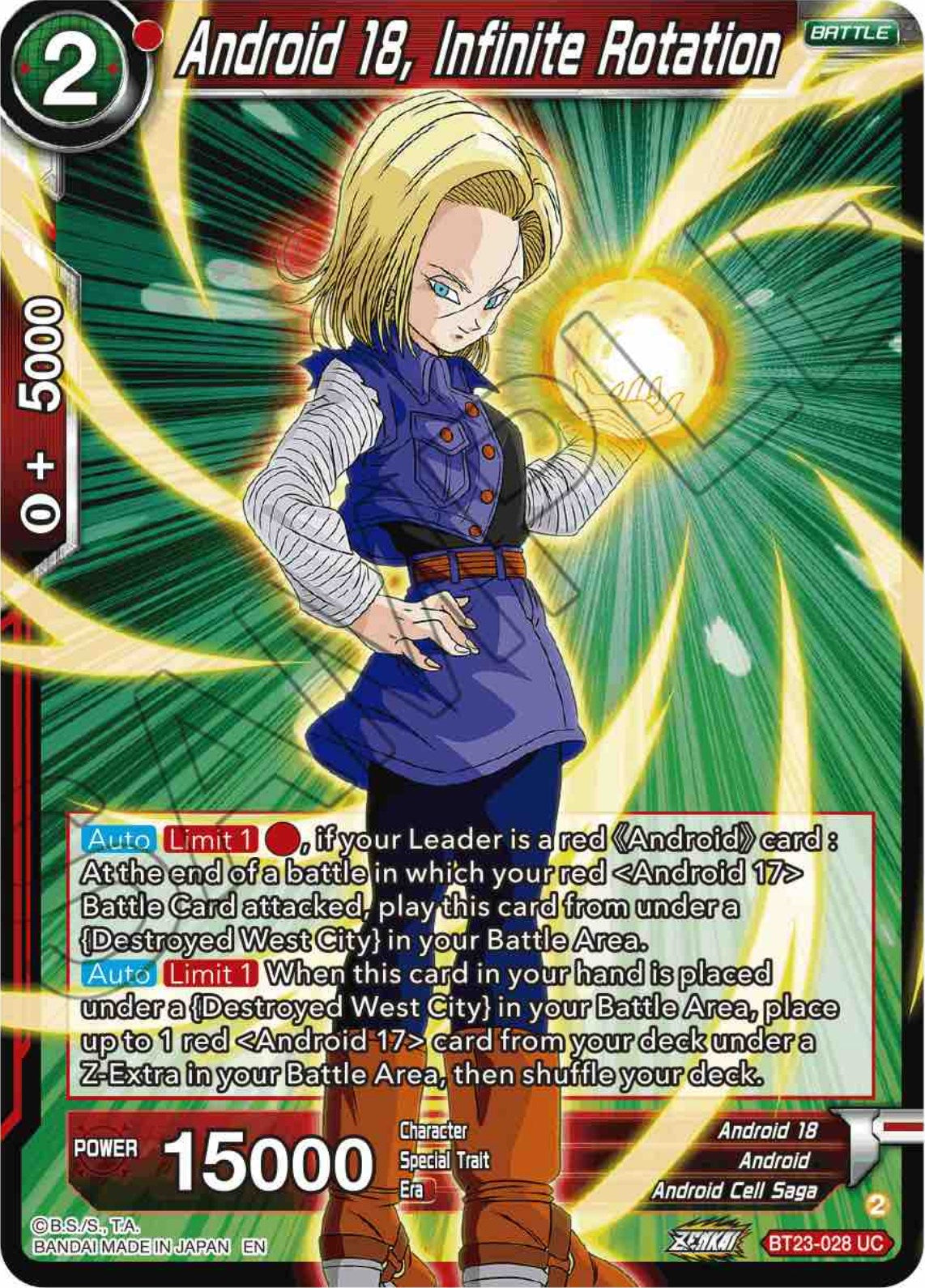 Android 18, Infinite Rotation (BT23-028) [Perfect Combination] | Tables and Towers