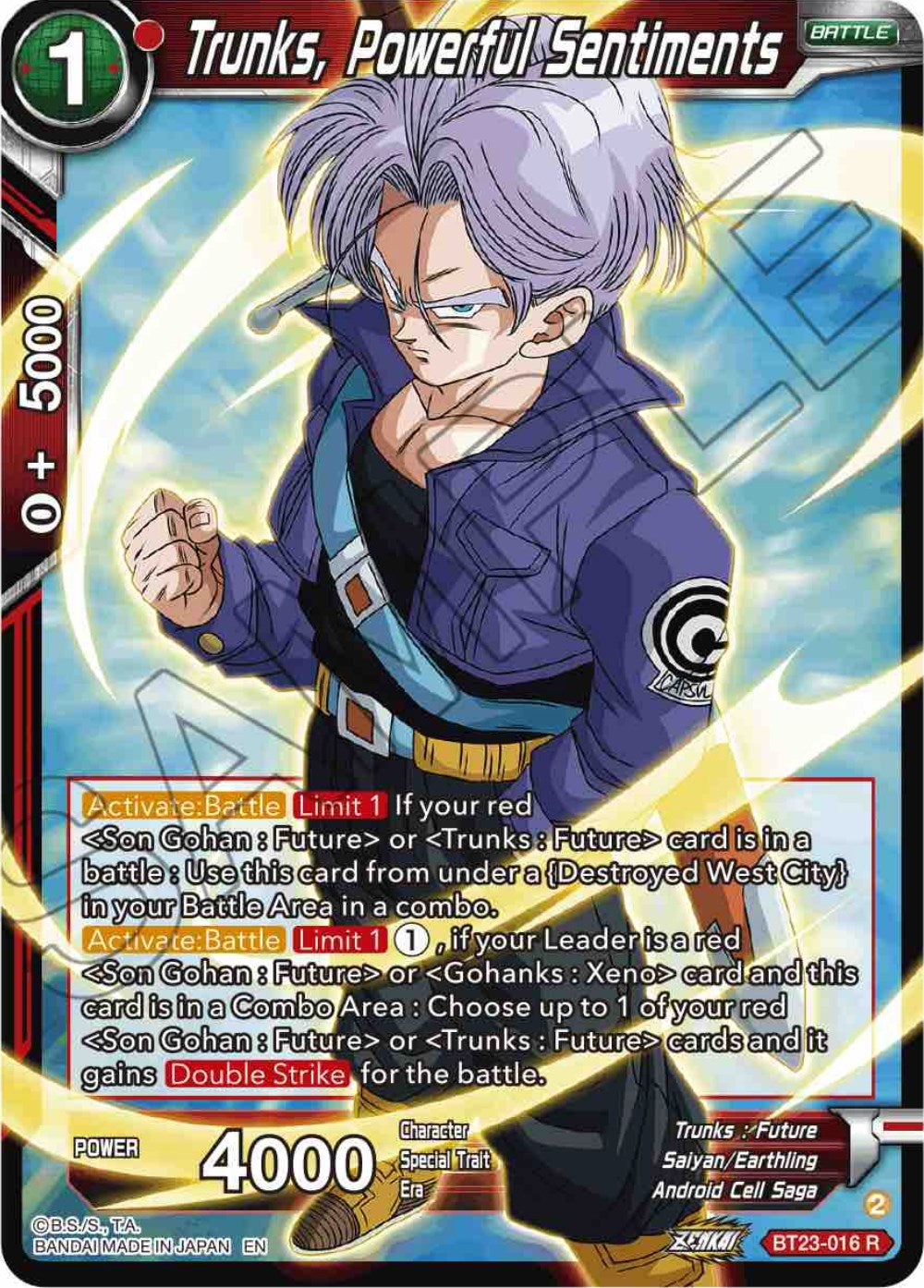 Trunks, Powerful Sentiments (BT23-016) [Perfect Combination] | Tables and Towers