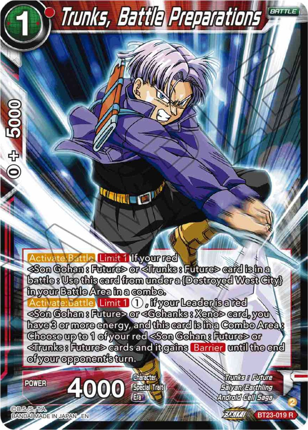 Trunks, Battle Preparations (BT23-019) [Perfect Combination] | Tables and Towers