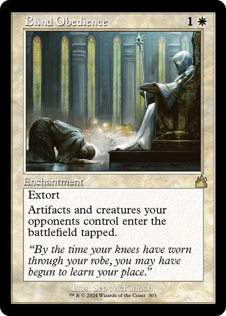 Blind Obedience (Retro Frame) [Ravnica Remastered] | Tables and Towers