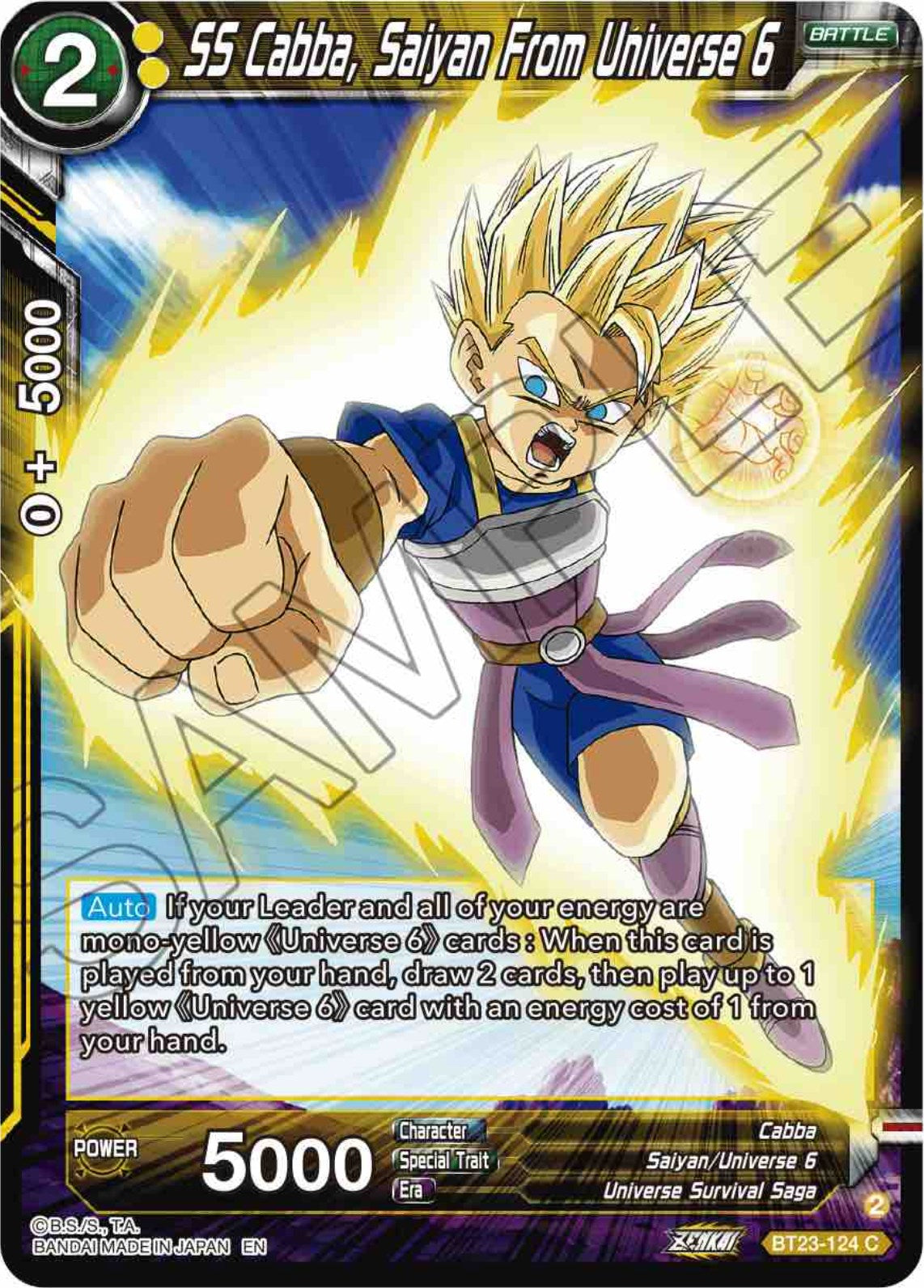 SS Cabba, Saiyan From Universe 6 (BT23-124) [Perfect Combination] | Tables and Towers