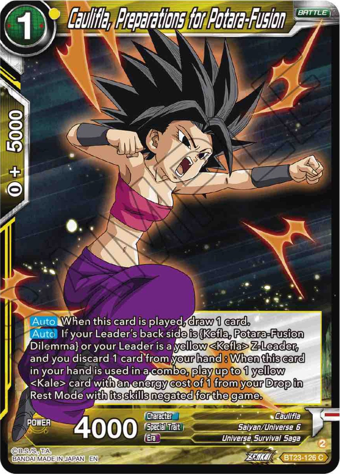 Caulifla, Preparations for Potara-Fusion (BT23-126) [Perfect Combination] | Tables and Towers