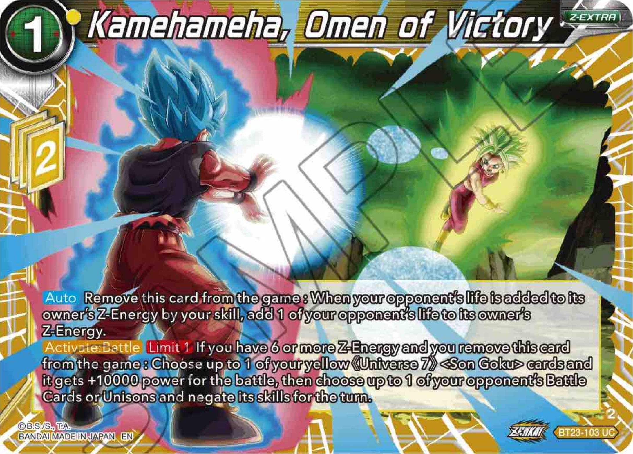 Kamehameha, Omen of Victory (BT23-103) [Perfect Combination] | Tables and Towers