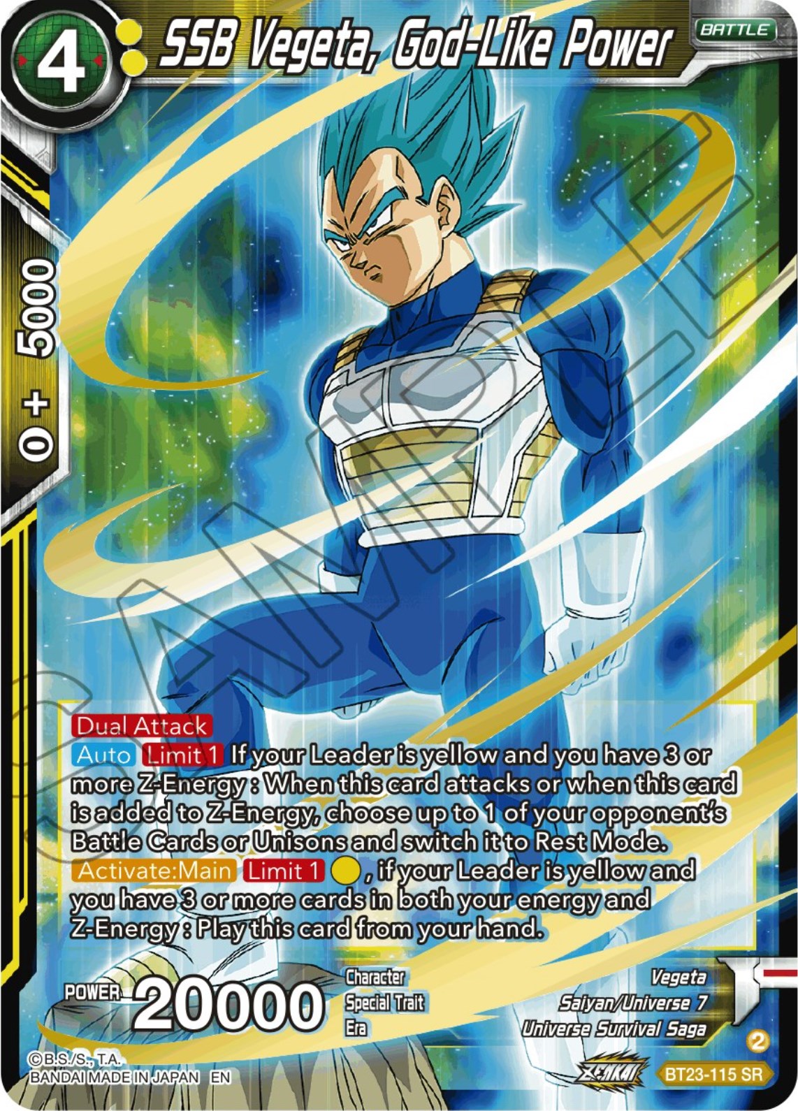 SSB Vegeta, God-Like Power (BT23-115) [Perfect Combination] | Tables and Towers