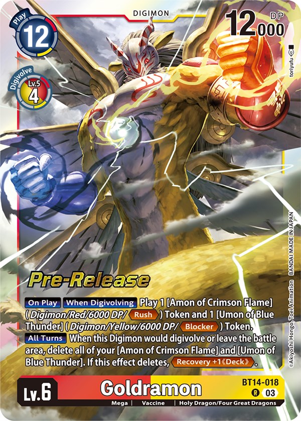 Goldramon [BT14-018] [Blast Ace Pre-Release Cards] | Tables and Towers