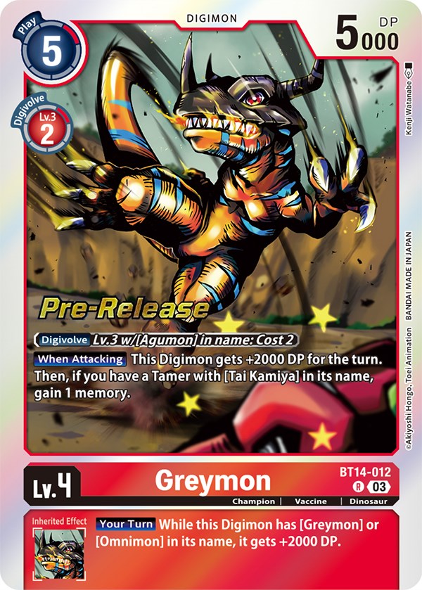 Greymon [BT14-012] [Blast Ace Pre-Release Cards] | Tables and Towers