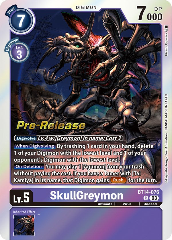 SkullGreymon [BT14-076] [Blast Ace Pre-Release Cards] | Tables and Towers