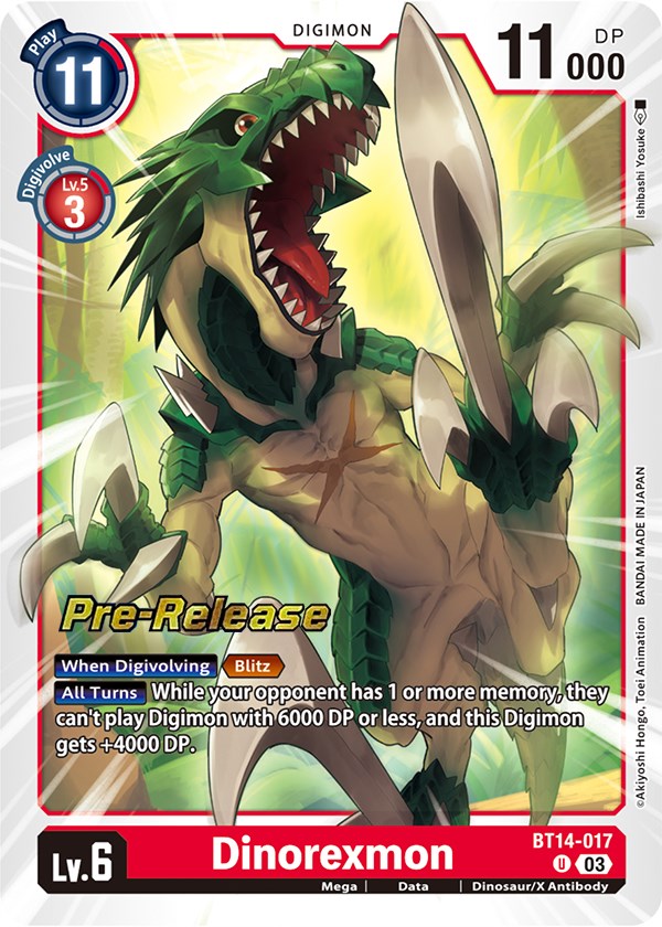 Dinorexmon [BT14-017] [Blast Ace Pre-Release Cards] | Tables and Towers