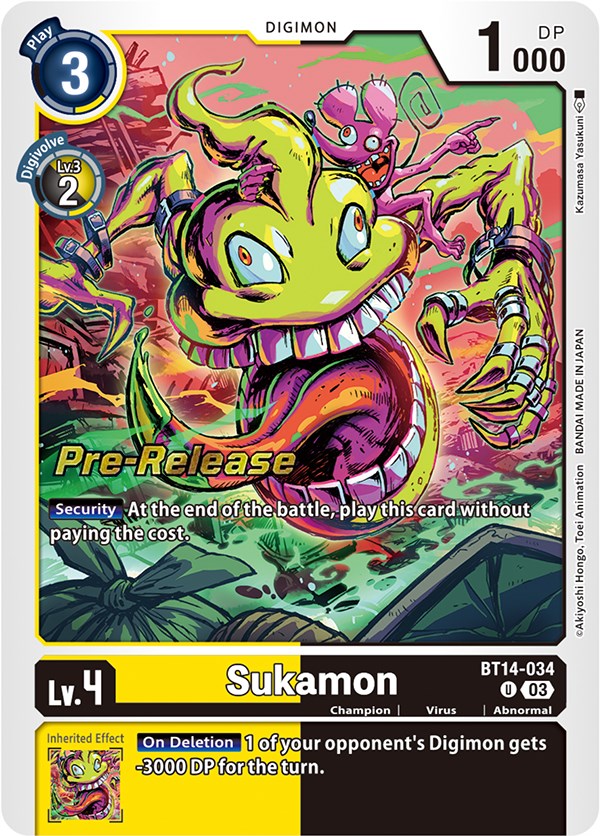 Sukamon [BT14-034] [Blast Ace Pre-Release Cards] | Tables and Towers