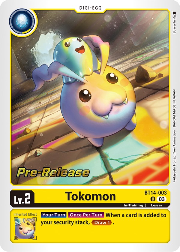 Tokomon [BT14-003] [Blast Ace Pre-Release Cards] | Tables and Towers