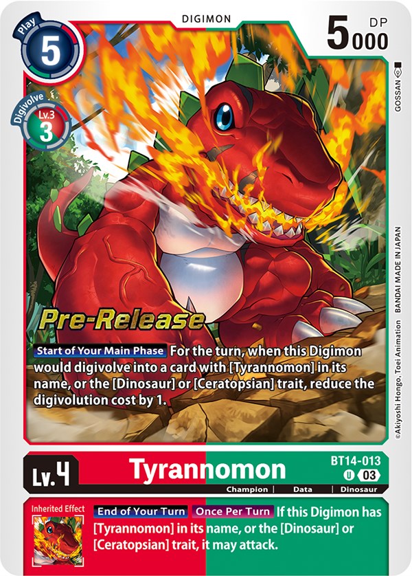 Tyrannomon [BT14-013] [Blast Ace Pre-Release Cards] | Tables and Towers