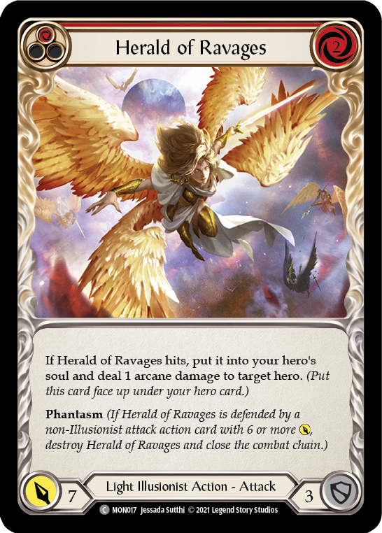 Herald of Ravages (Red) [MON017] (Monarch)  1st Edition Normal | Tables and Towers