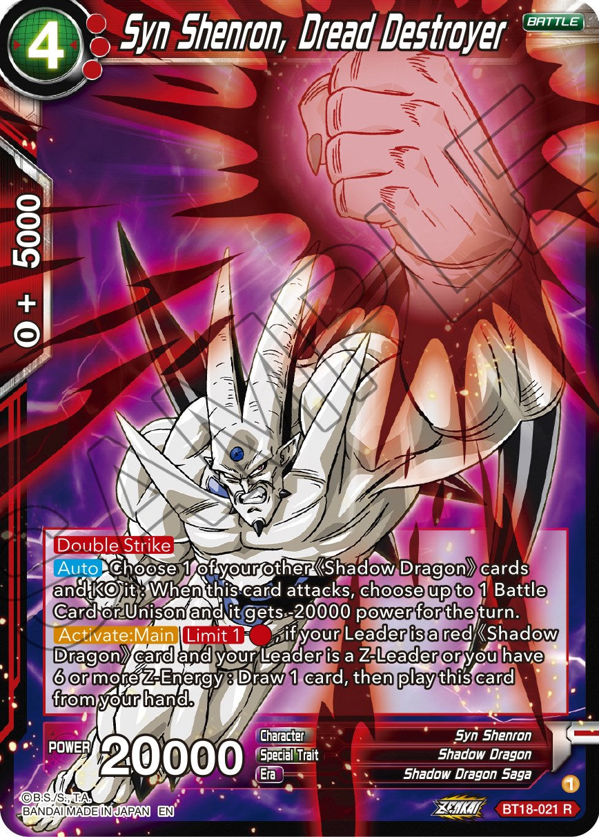 Syn Shenron, Dread Destroyer (BT18-021) [Dawn of the Z-Legends] | Tables and Towers